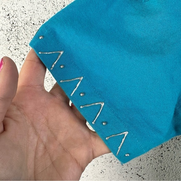 Vintage 80s Sunbelt Sportswear Fringe Southwest T-Shirt Dress Western Bedazzled - Picture 5 of 8